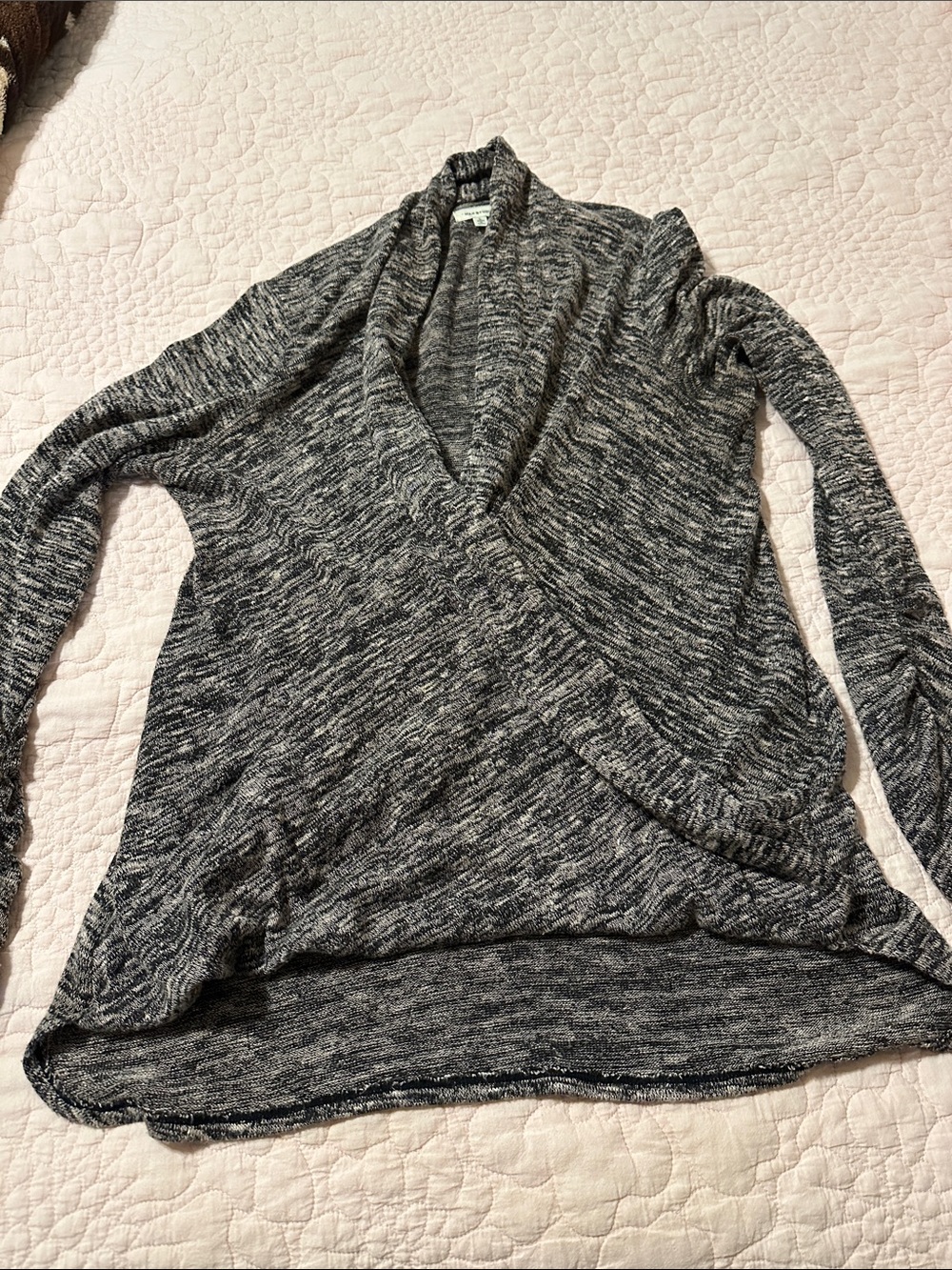 Max Studio Gray Marled Wrap Cardigan